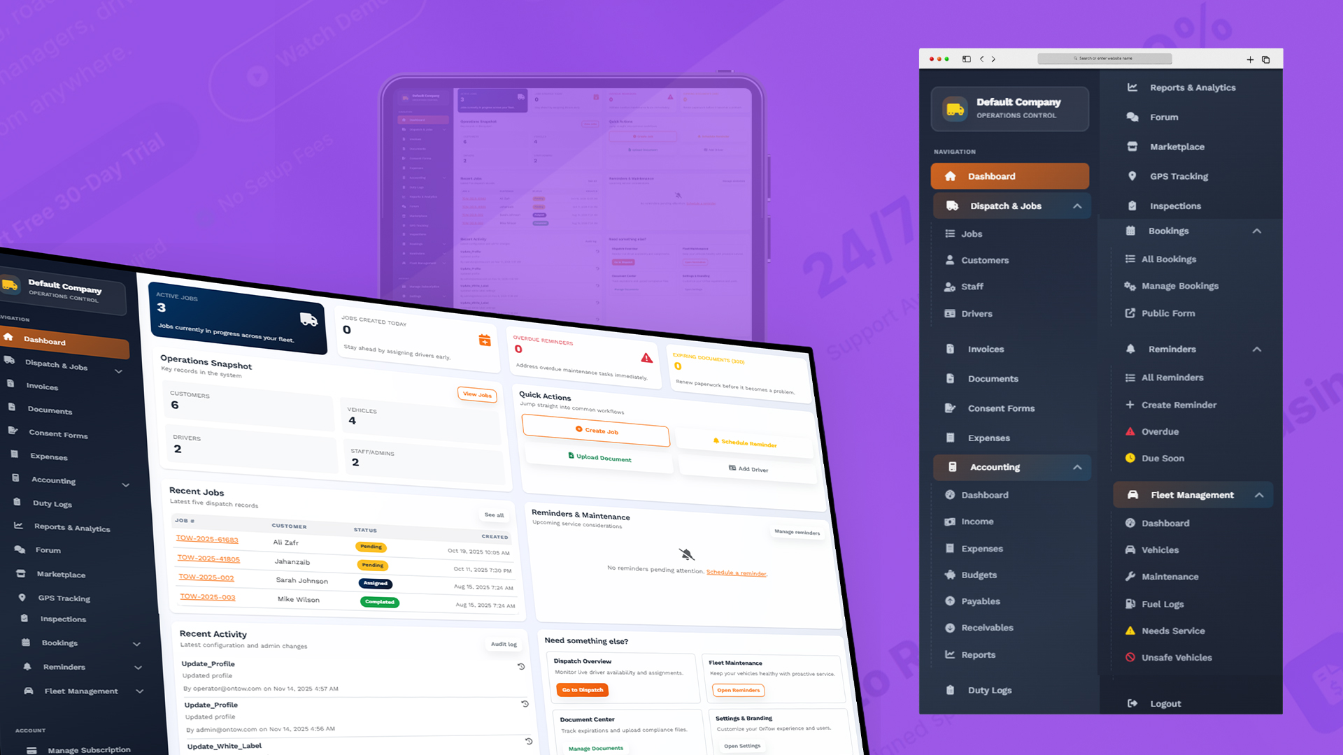 OnTow Dashboard Preview